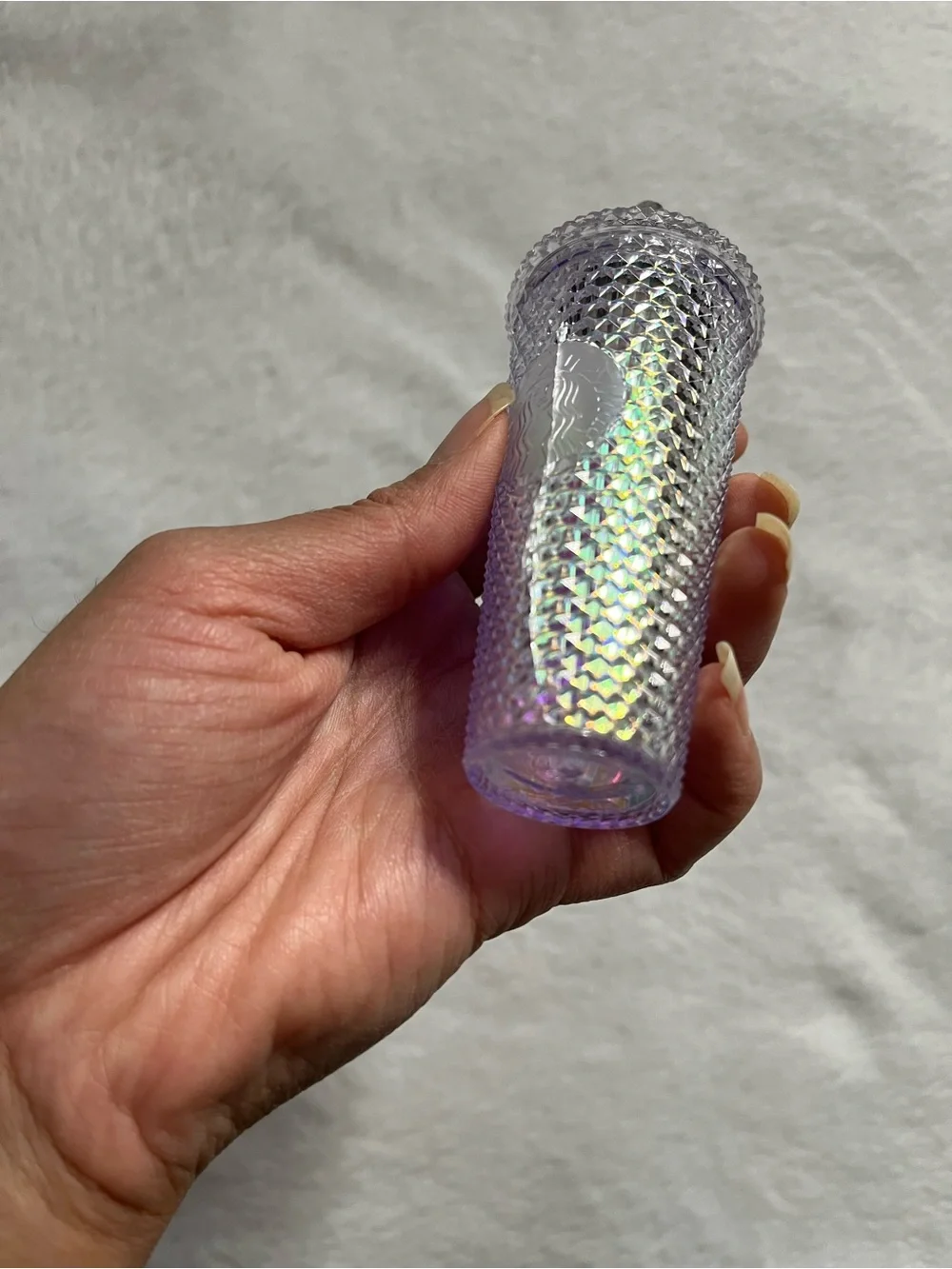 Starbucks white Iridescent Studded Cold Cup with Clear Straw